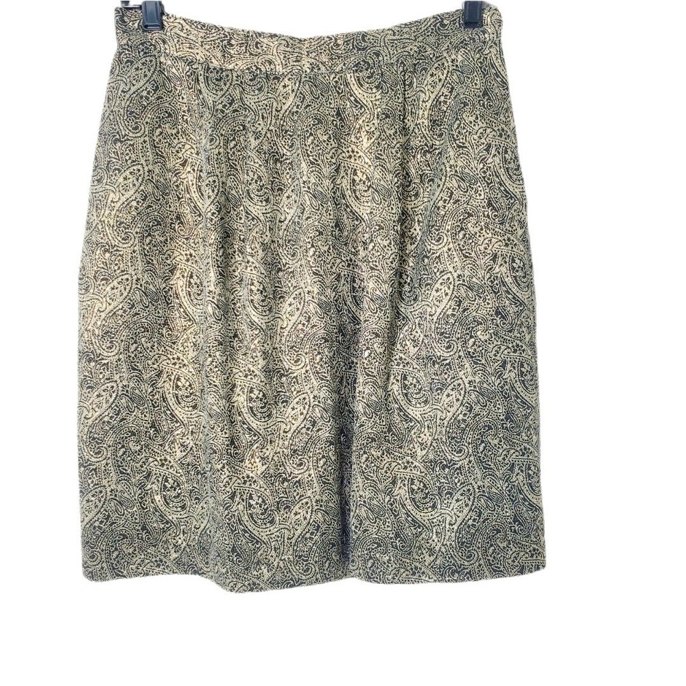 Carlisle Metallic Gold & Black Paisley Skirt Brocade Vintage Size 12 Modern 8